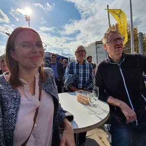 Beraterin Anne Seyfert von der Flowcon Unternehmensberatung GmbH beim Spatenstich des SGCube der SG Weinstadt